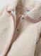 Beige padded teddy-effect jacket with collar and pink trim_2