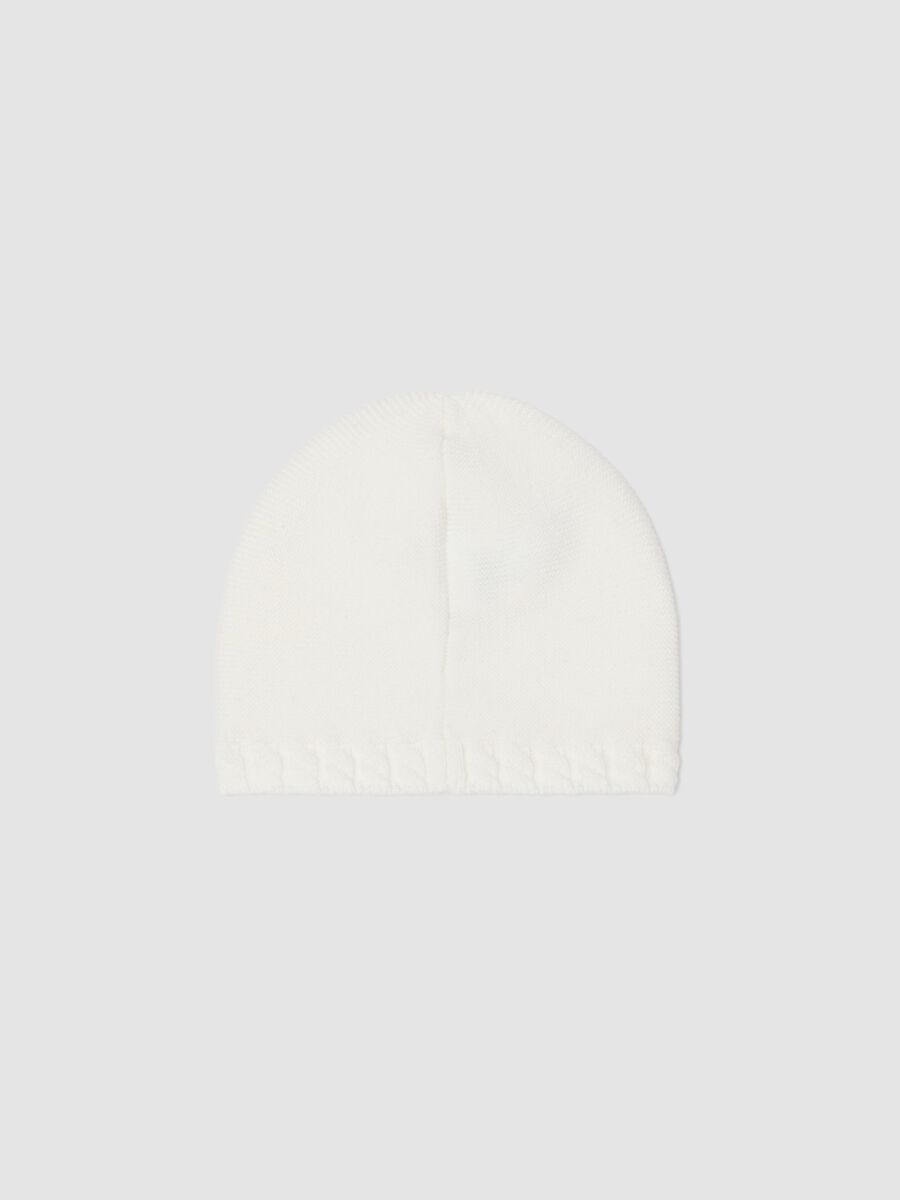 White organic cotton knitted baby hat_1