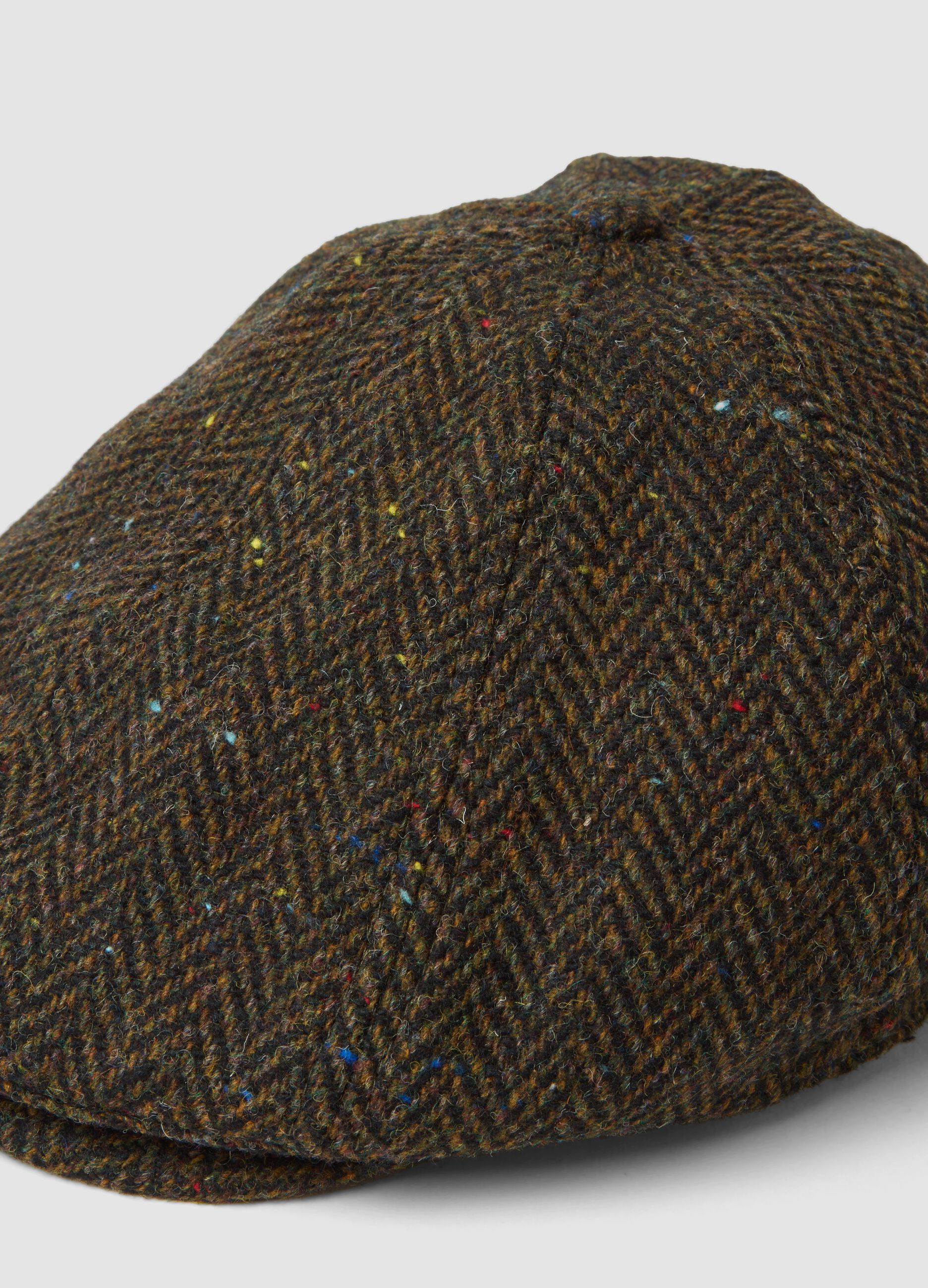 Brown wool-blend herringbone cap