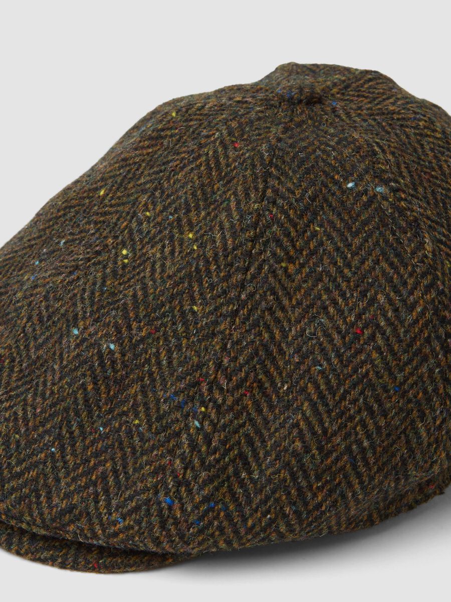 Brown wool-blend herringbone cap_1