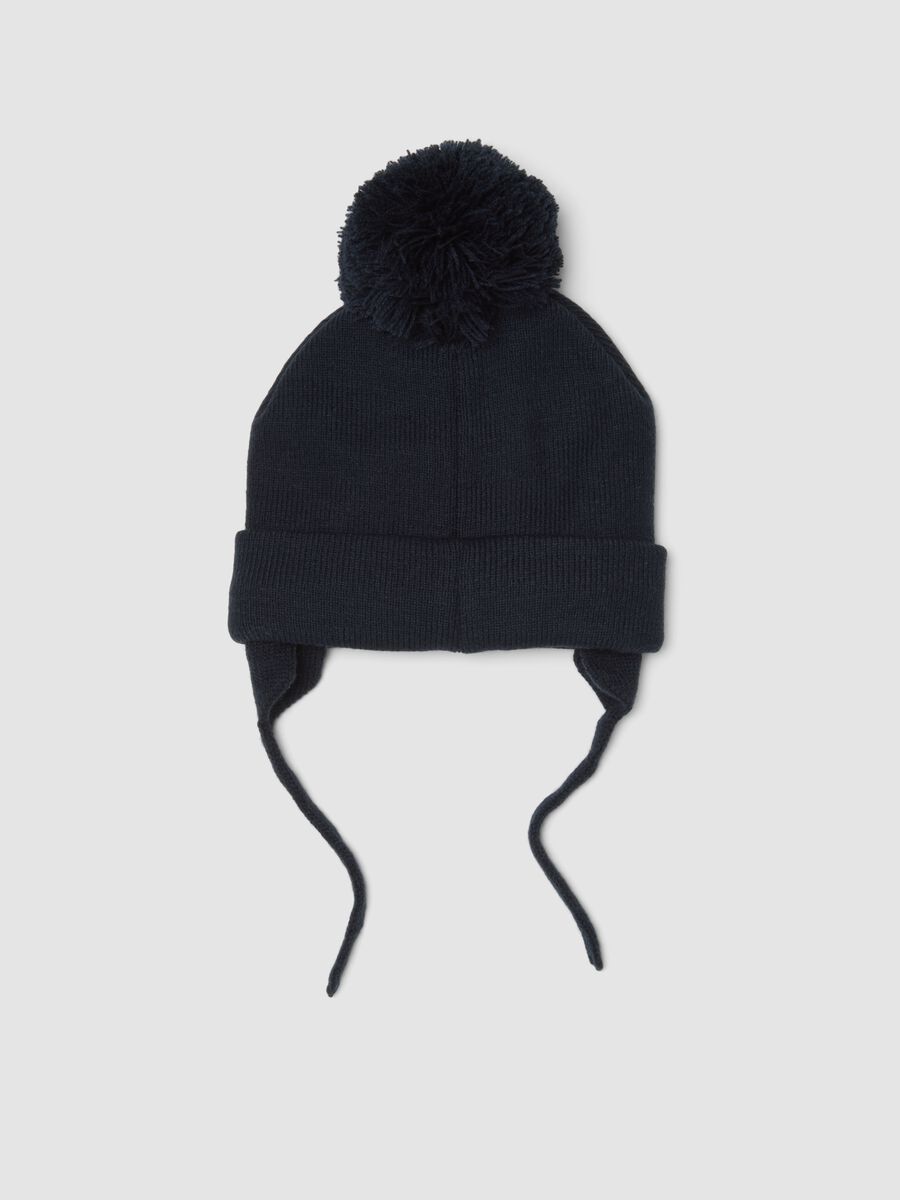 Blue knitted hat with pompom and ties &ndash; MARVEL Spider-Man theme_1
