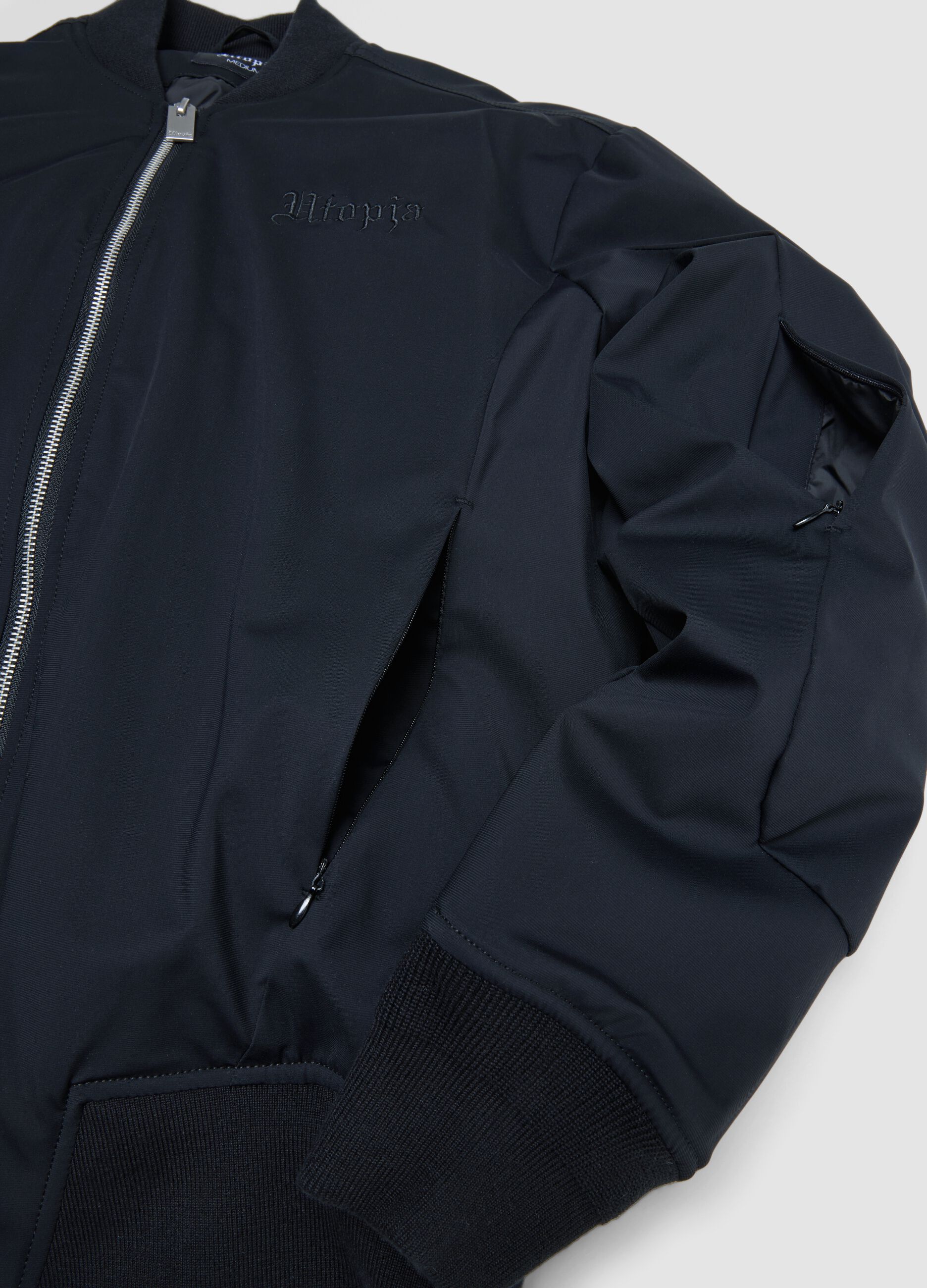 Black Nylon Bomber Jacket