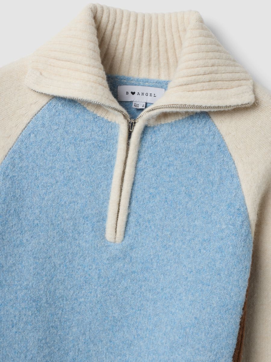 Sky Blue Stretch Wool Half-Zip Jumper_1