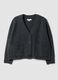 Grey stretch wool cardigan with deep V-neck_0