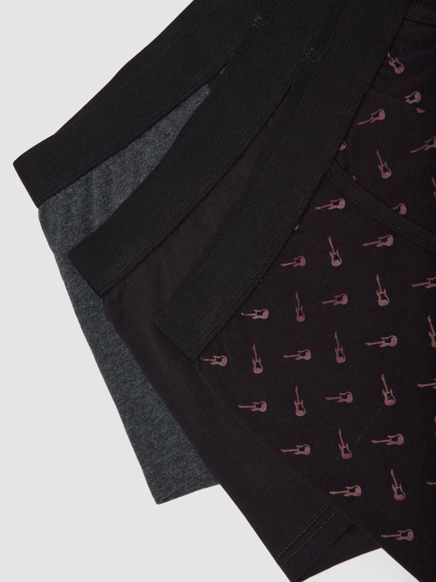 Three-pack of black, dark grey marl and powder pink stretch organic cotton boxers_2