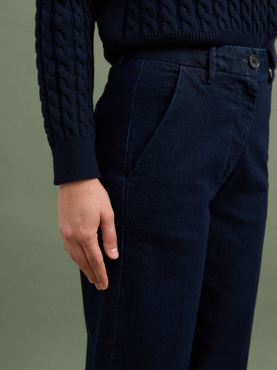 Blue wide-leg stretch cotton jeans_2