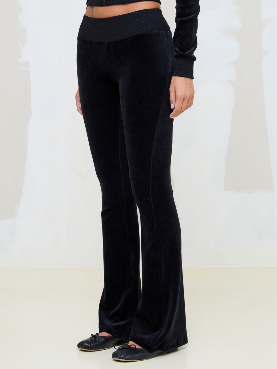 Black Velour Flared Trousers_2