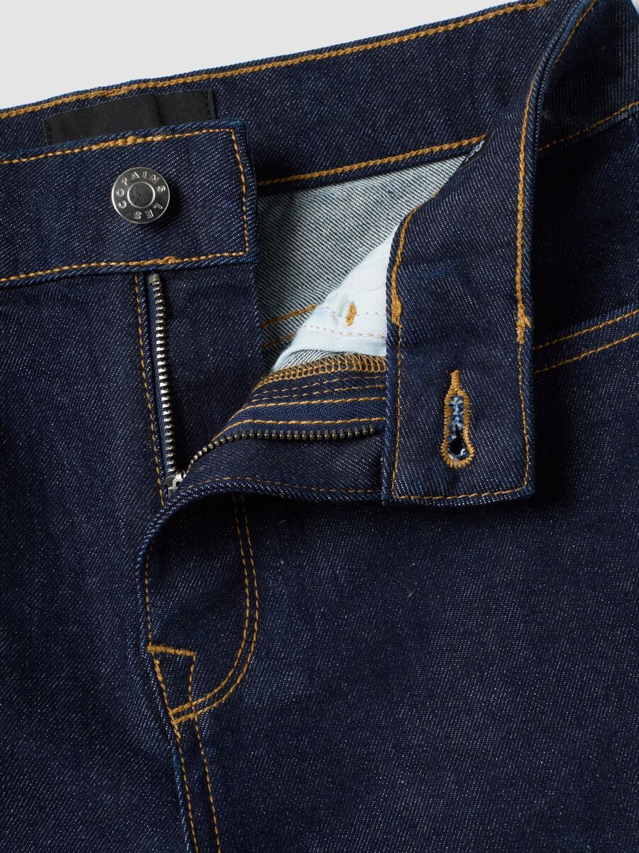 Blue stretch-cotton bootcut jeans_5