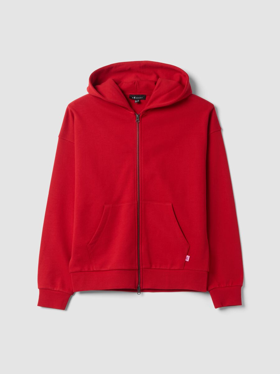 Red 100% cotton oversized crew-neck sweatshirt_0