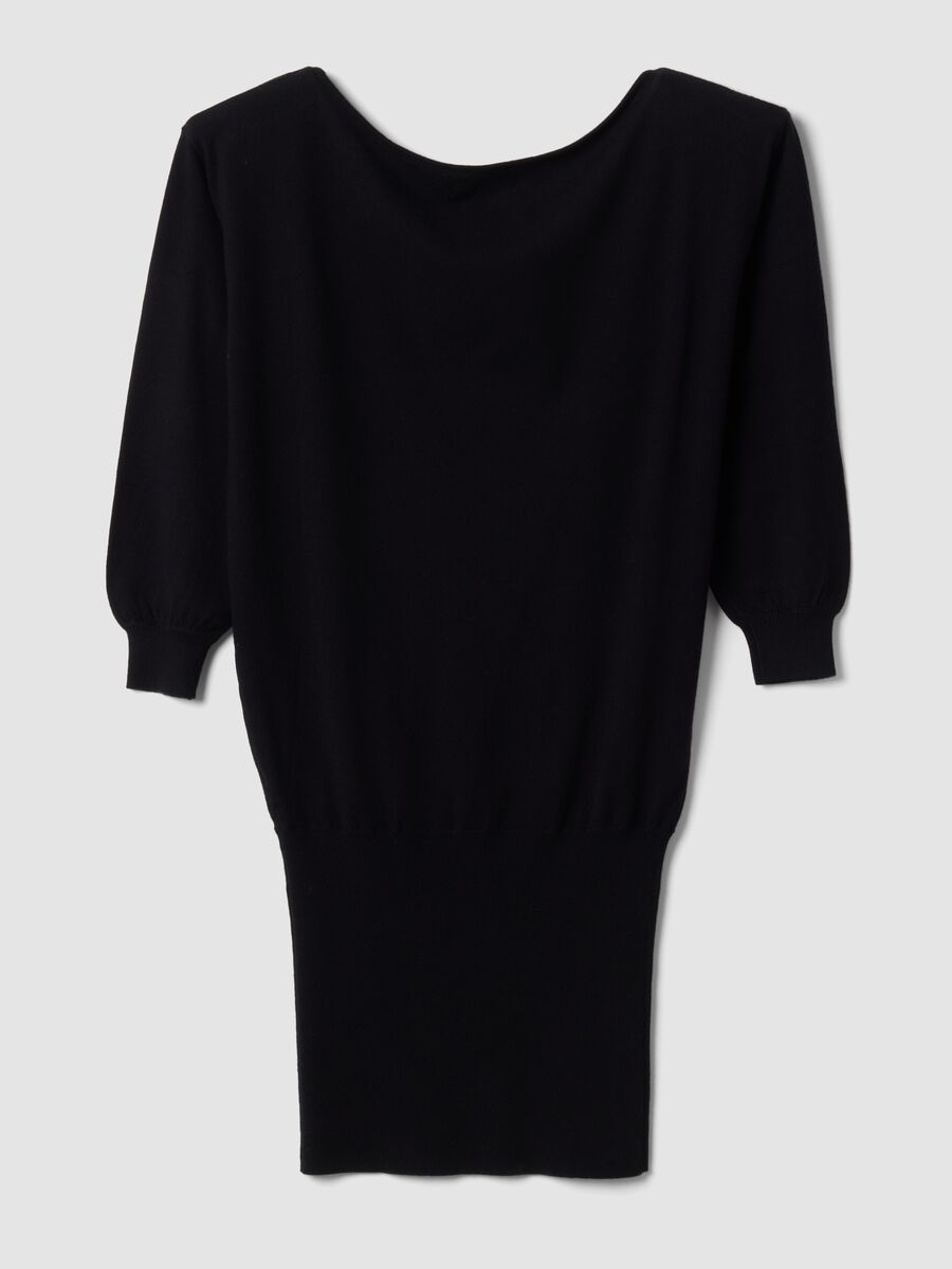 Black viscose-blend dress with boat neckline_2