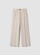 بنطال The Iconic Pants بيج بقصّة مستقيمة من قطن مطاطي مضلّع_4