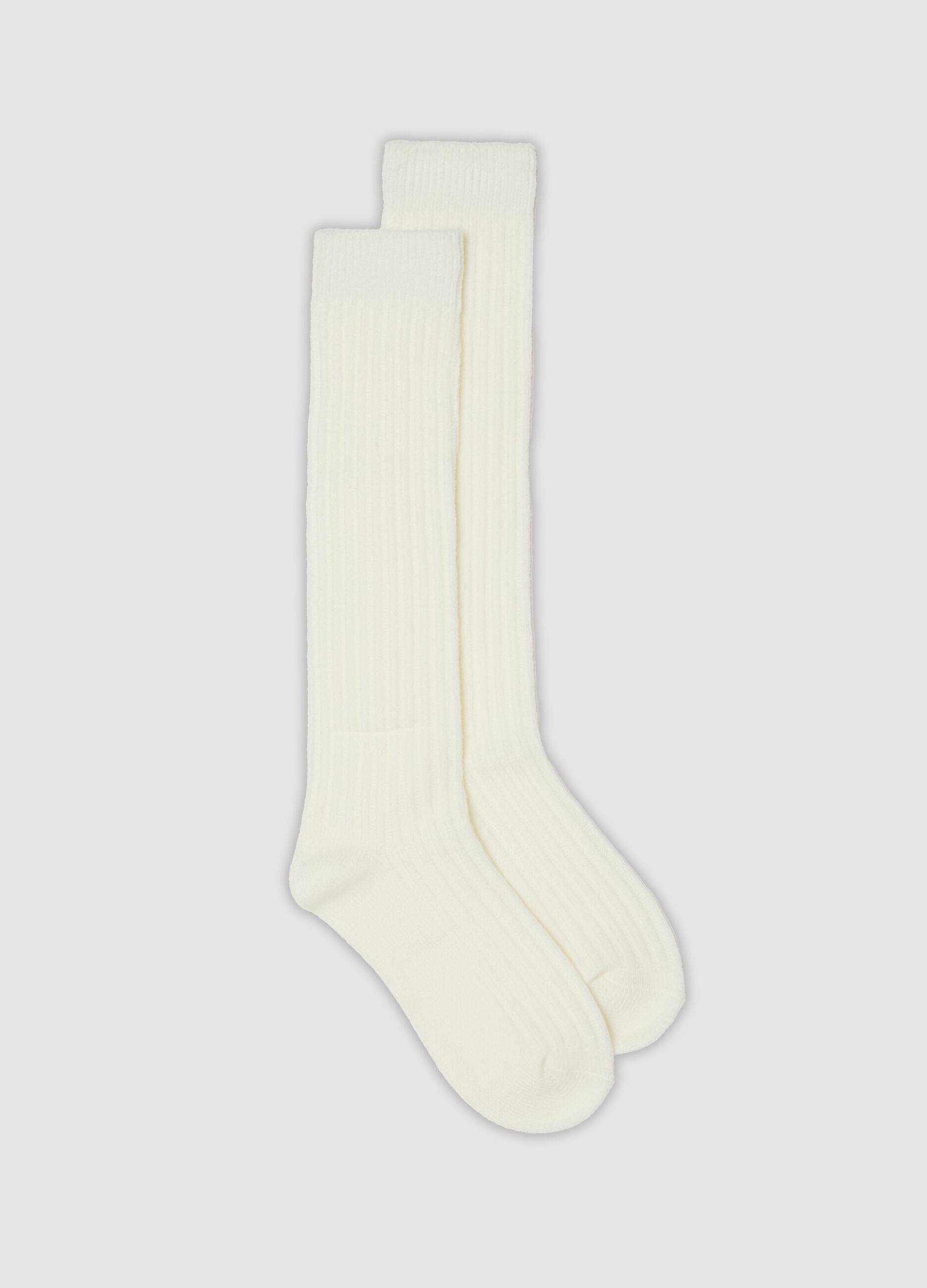 White ribbed stretch-fabric socks