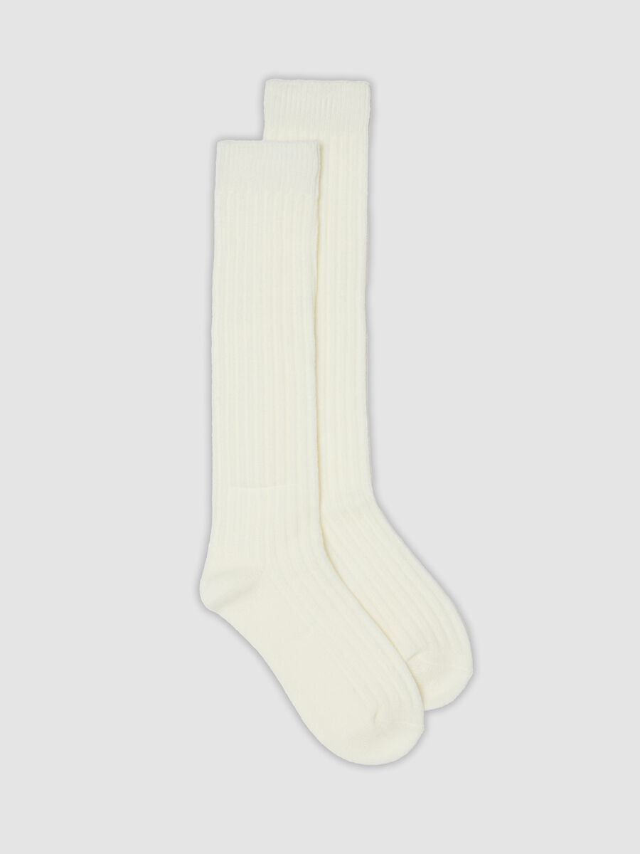 White ribbed stretch-fabric socks_0