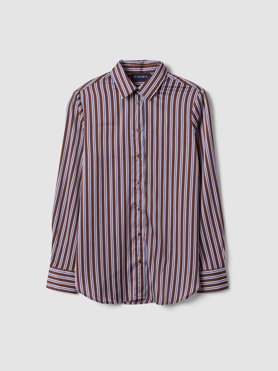 Camicia multicolor in tessuto elasticizzato a righe regular fit_0
