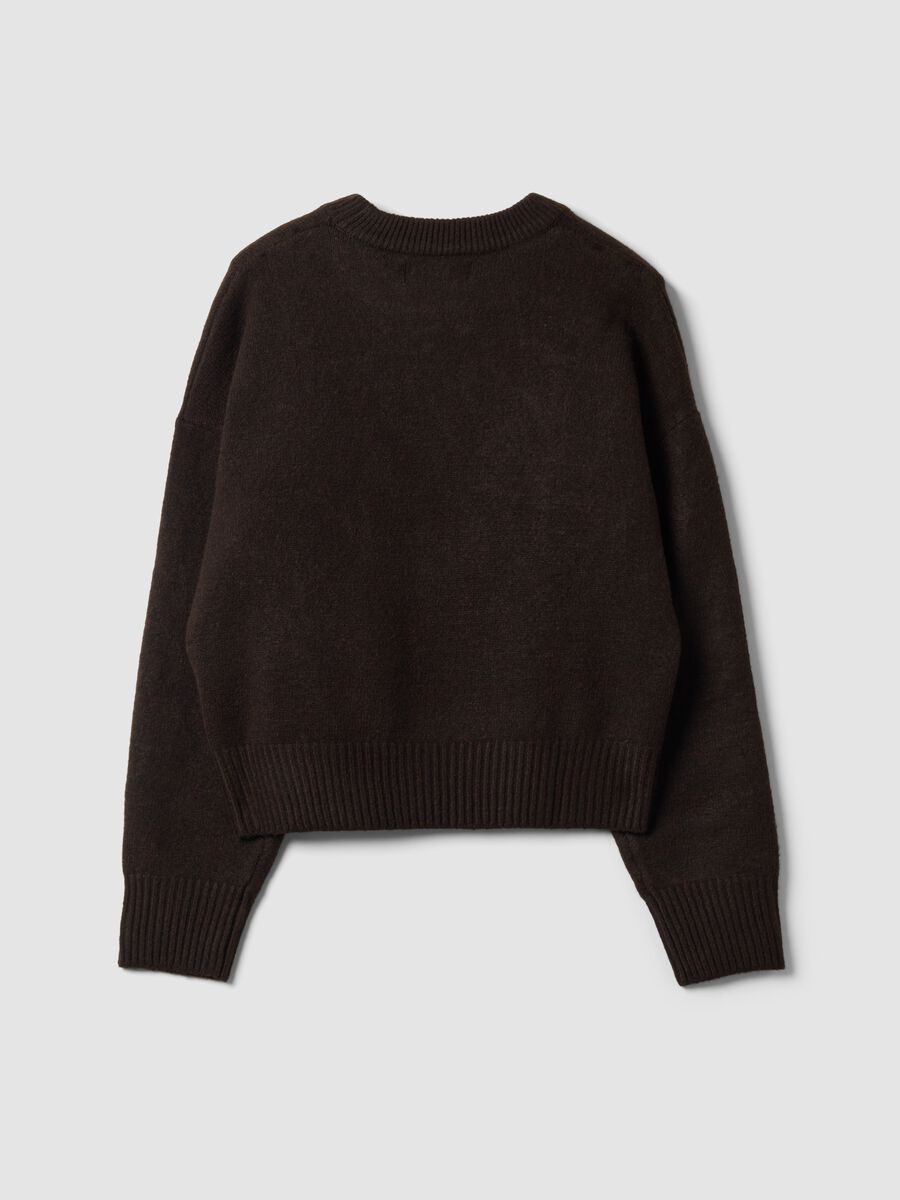 Brown stretch-viscose jumper with teddy bear motif_2