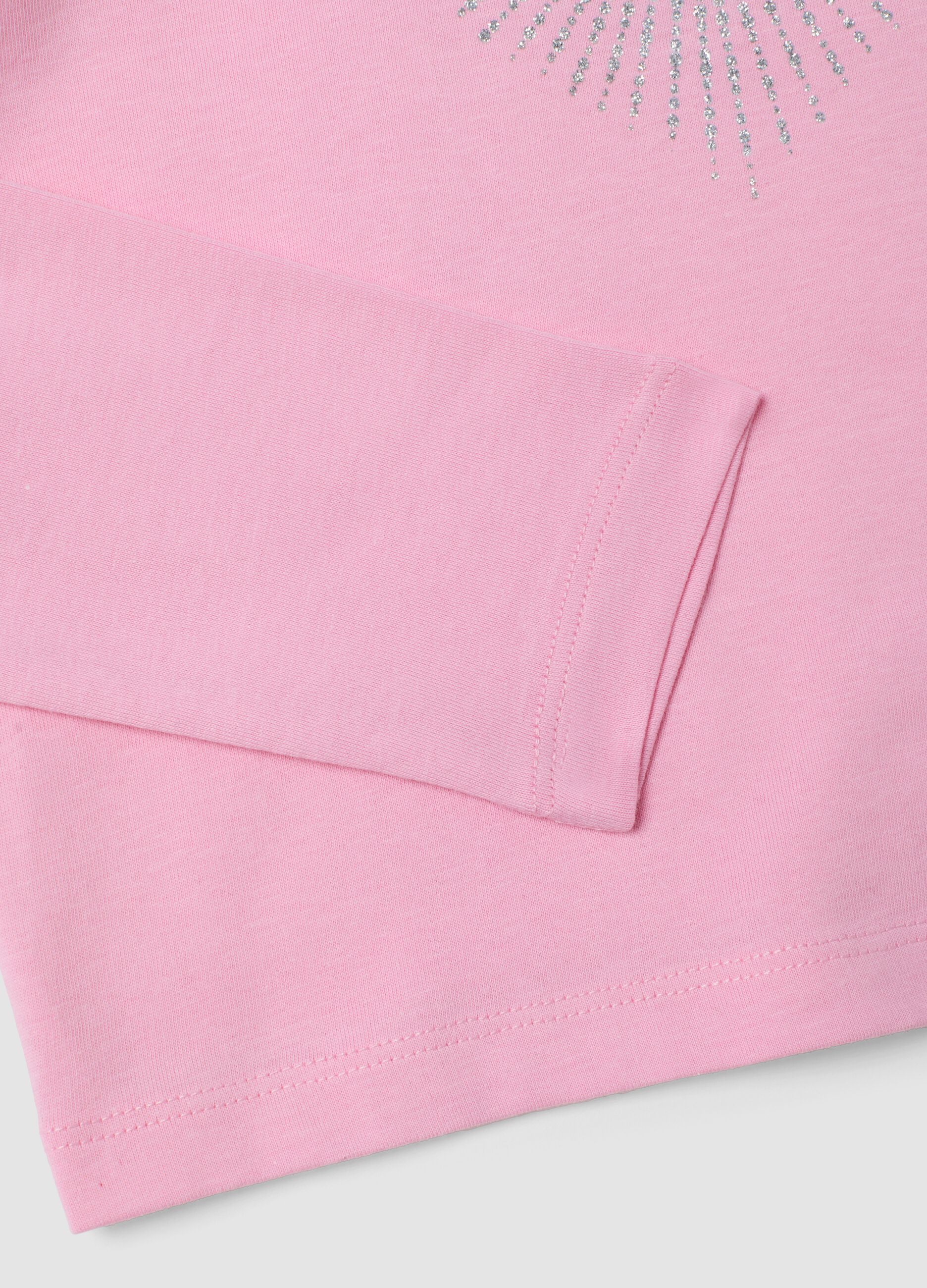 Pink crew-neck T-shirt in 100% organic cotton