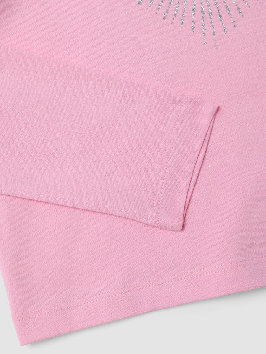 Pink crew-neck T-shirt in 100% organic cotton_3