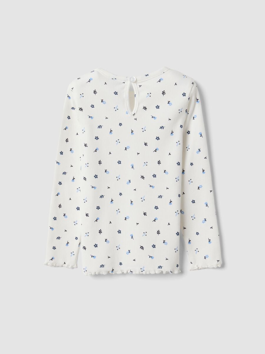 White organic stretch cotton T-shirt with pattern_1