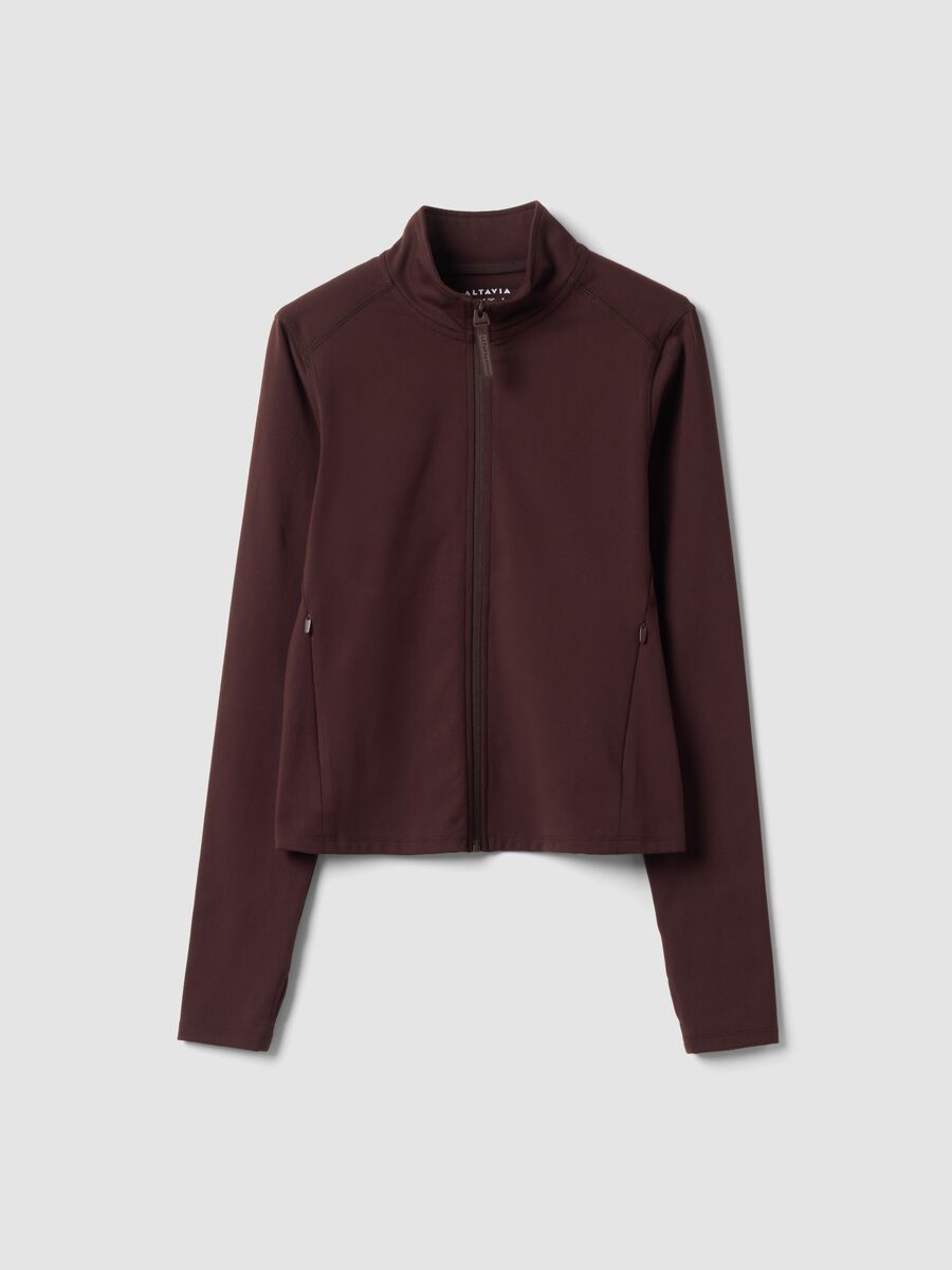 Brown fitted full-zip jacket in stretch fabric ALTAVIA STUDIO_5