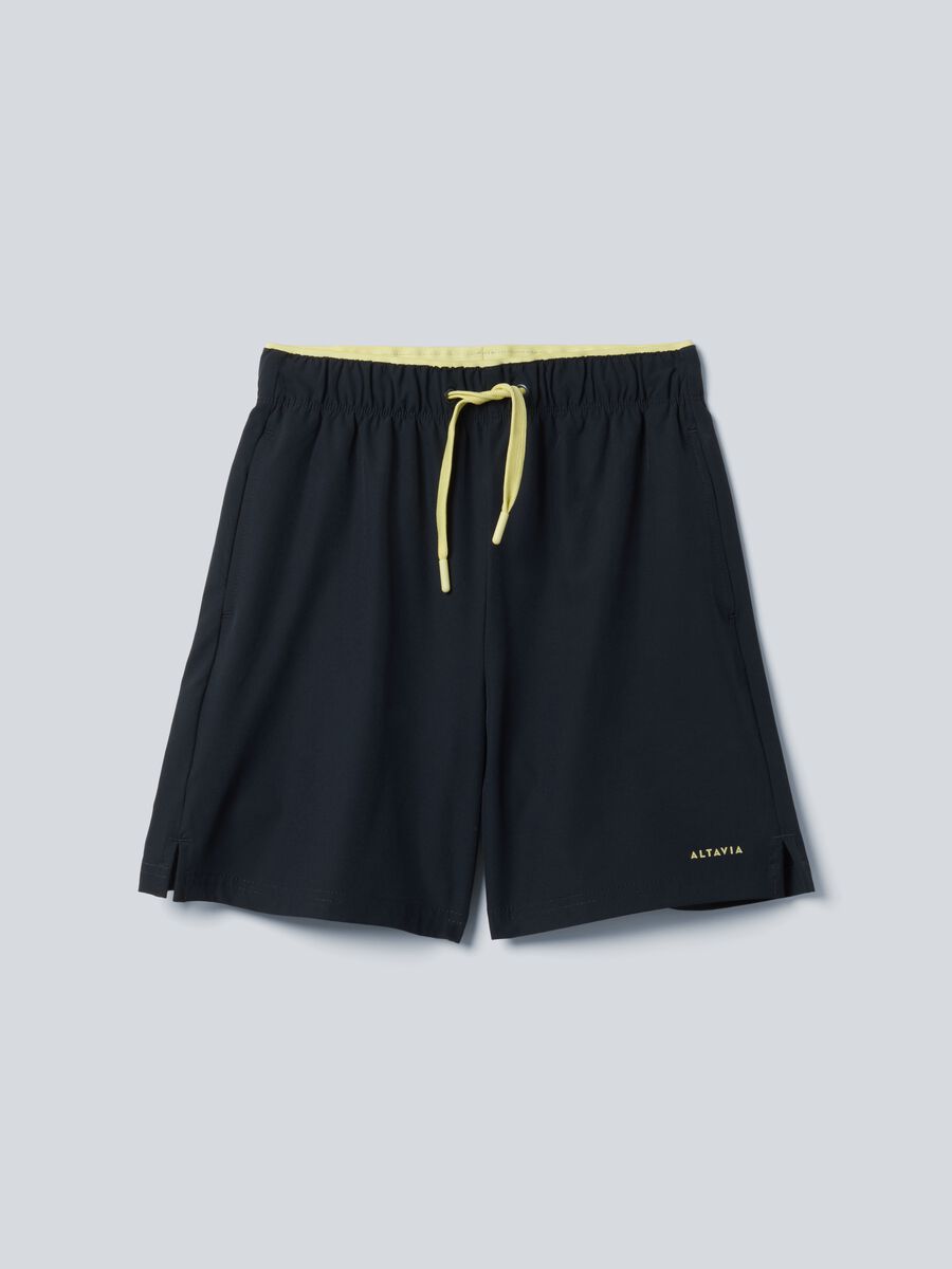 Black ALTAVIA COURT sports shorts in stretchy technical fabric for boys_3