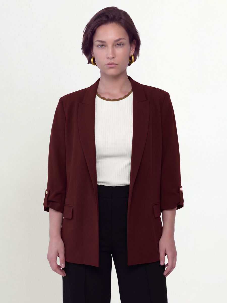 Red lined regular-fit blazer with classic lapels_0
