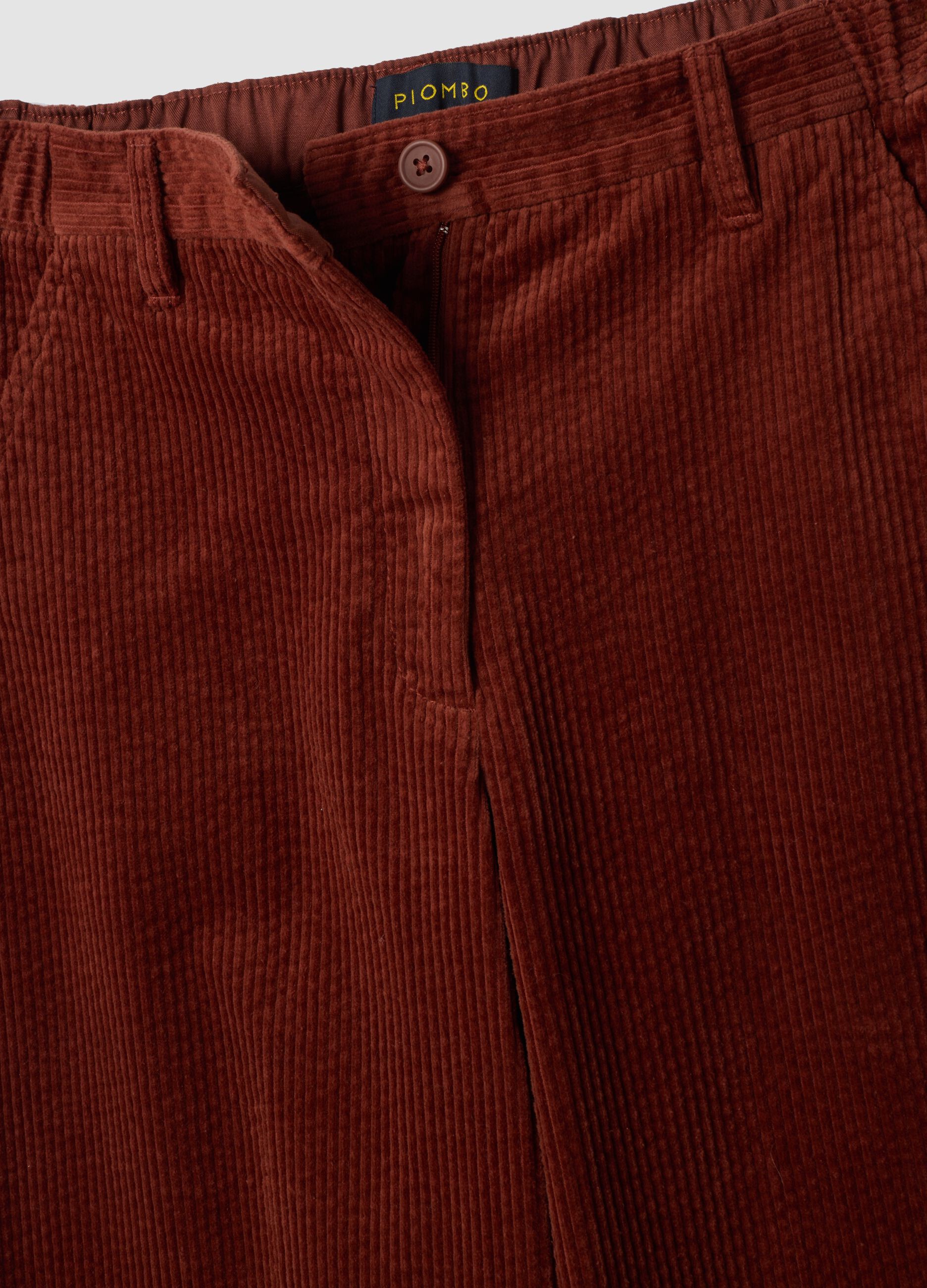 Orange pure cotton regular-fit ribbed trousers