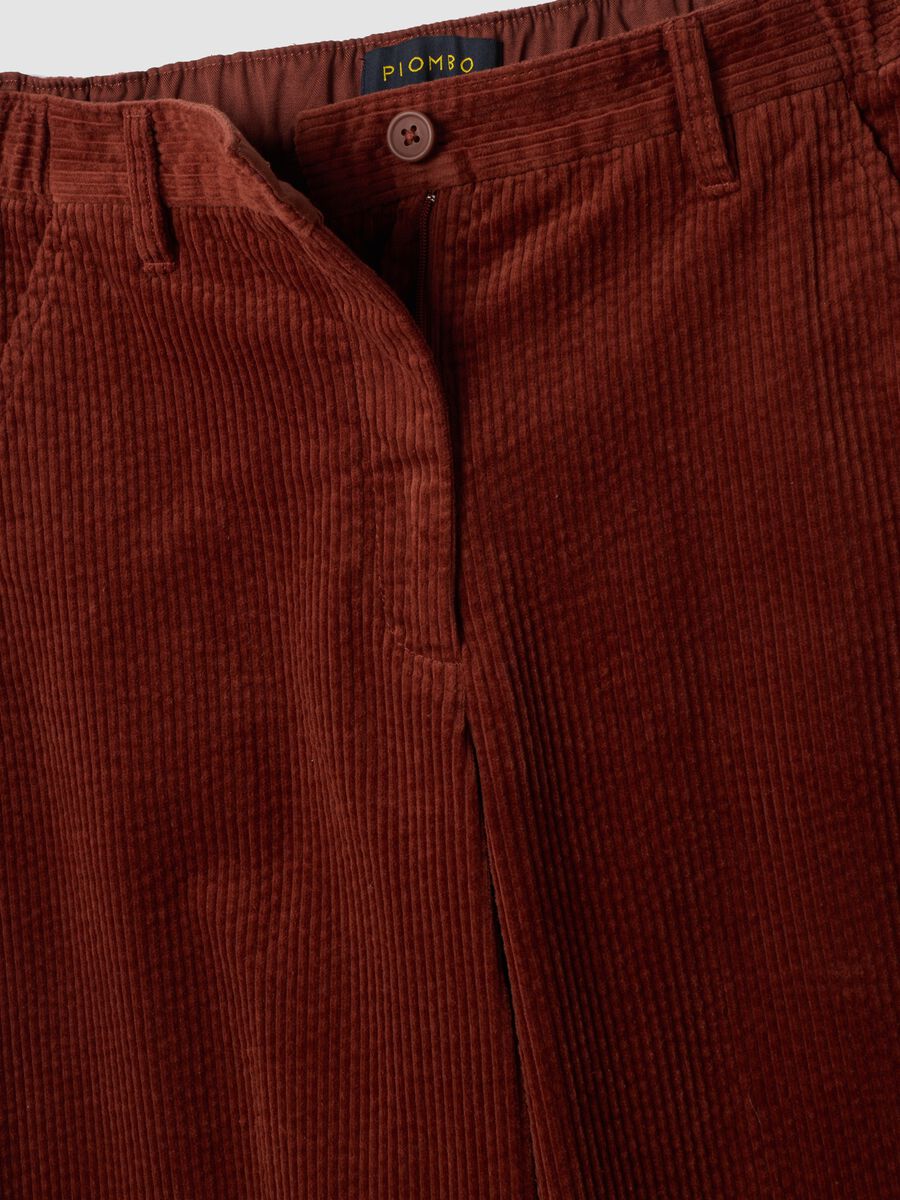Orange pure cotton regular-fit ribbed trousers_1