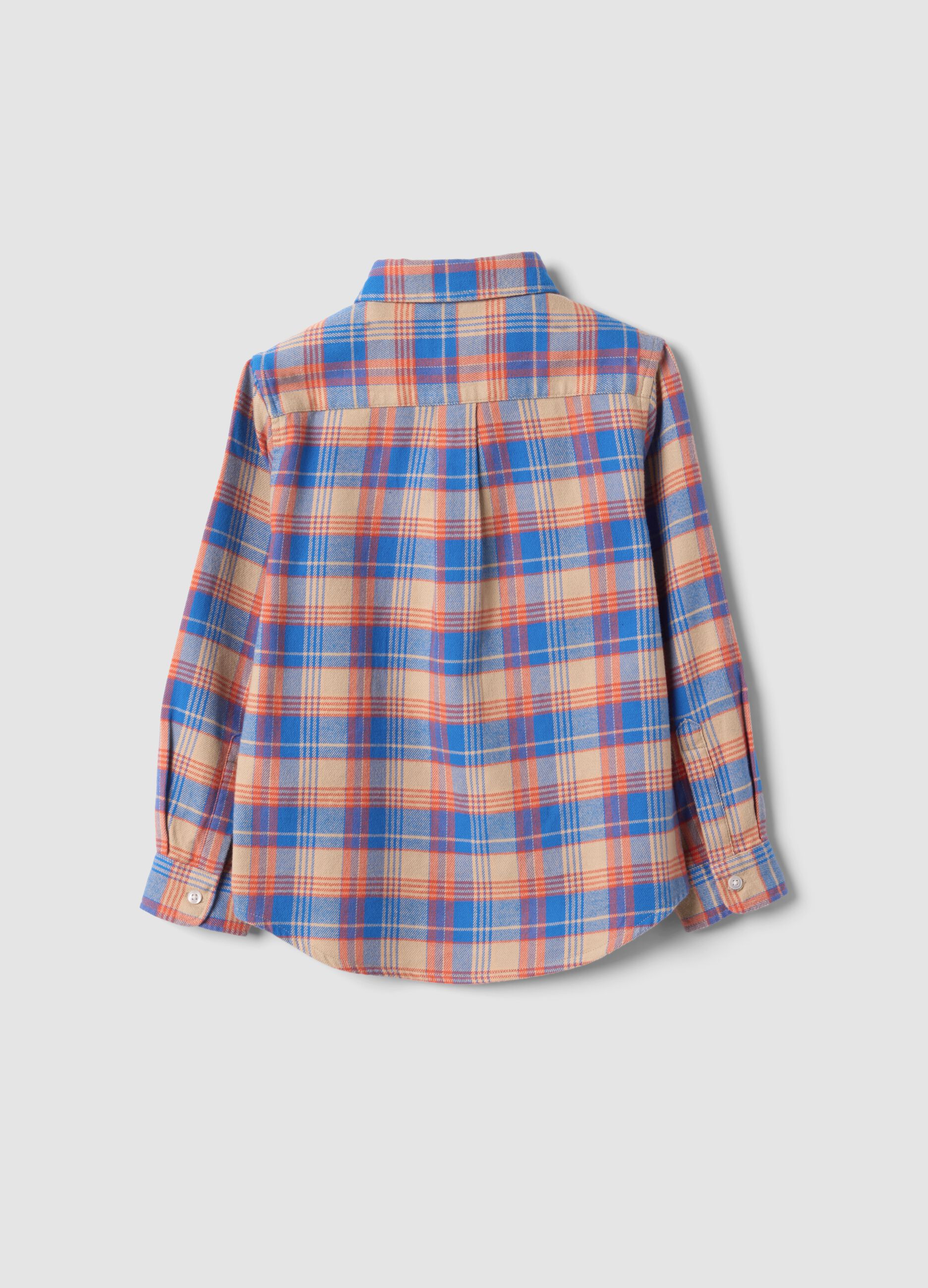 Multicolour pure cotton checked Oxford shirt, regular fit