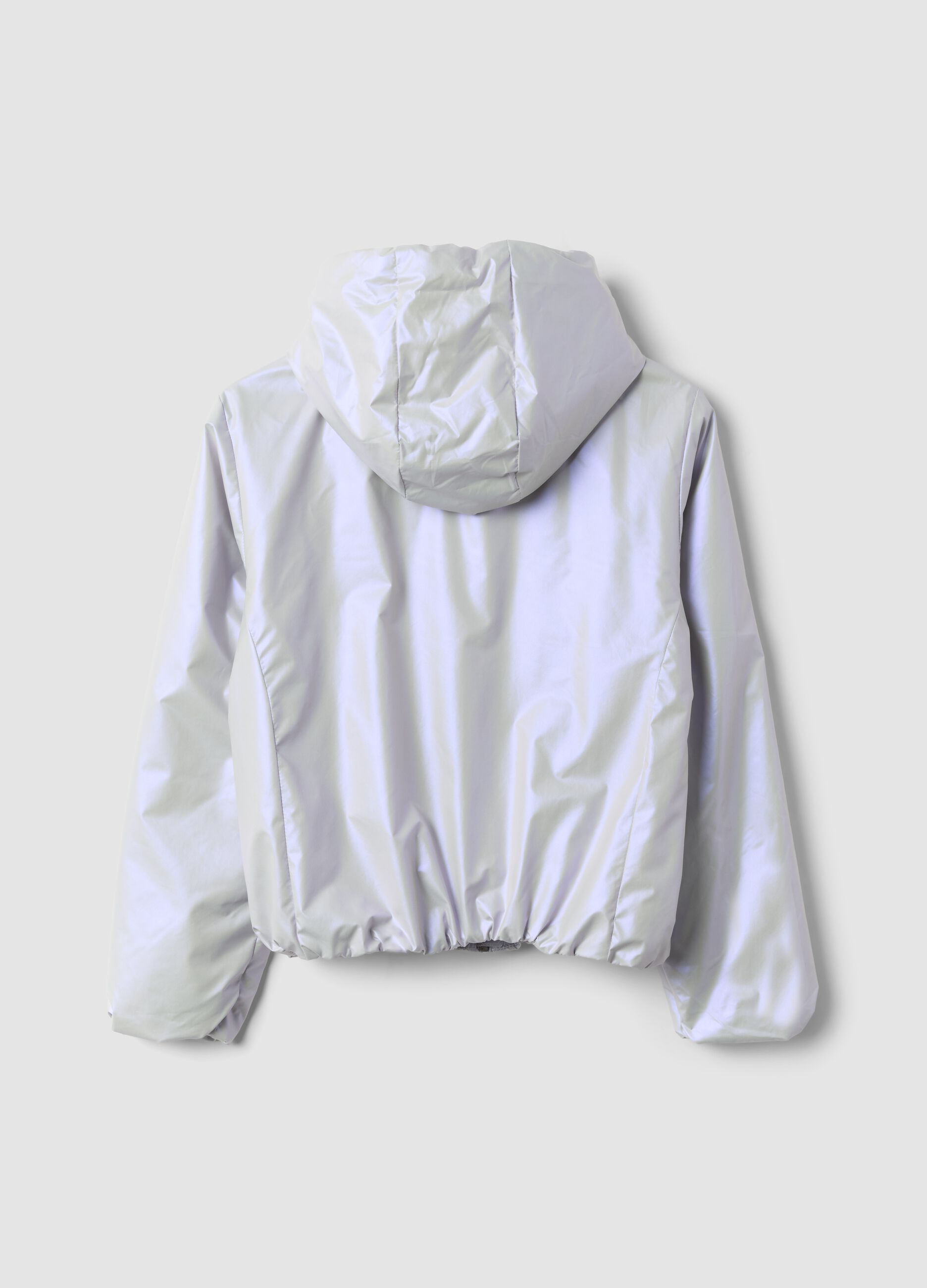 Girls&rsquo; grey hooded rain jacket with zip