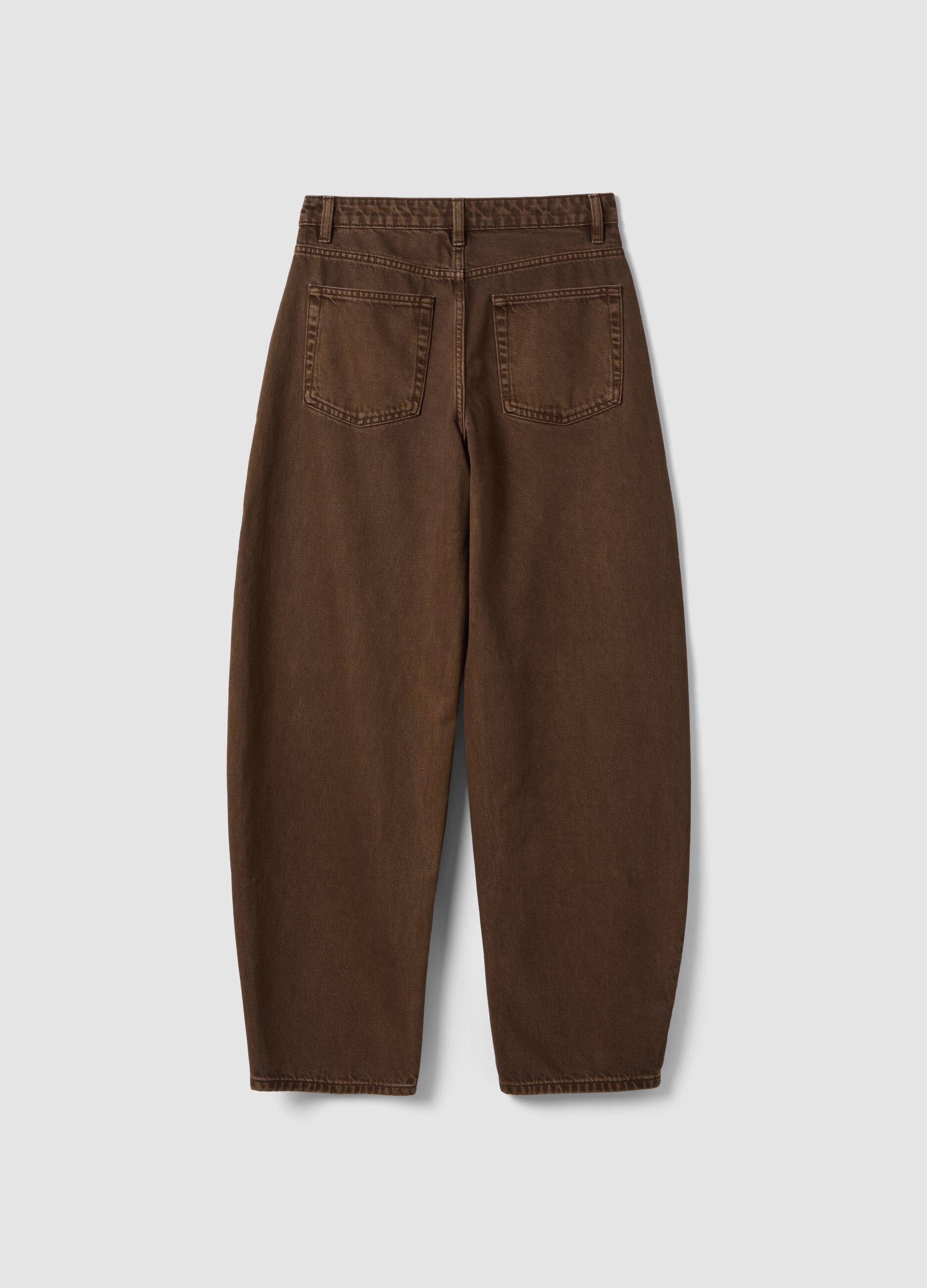 Jeans marroni in puro cotone barrel fit