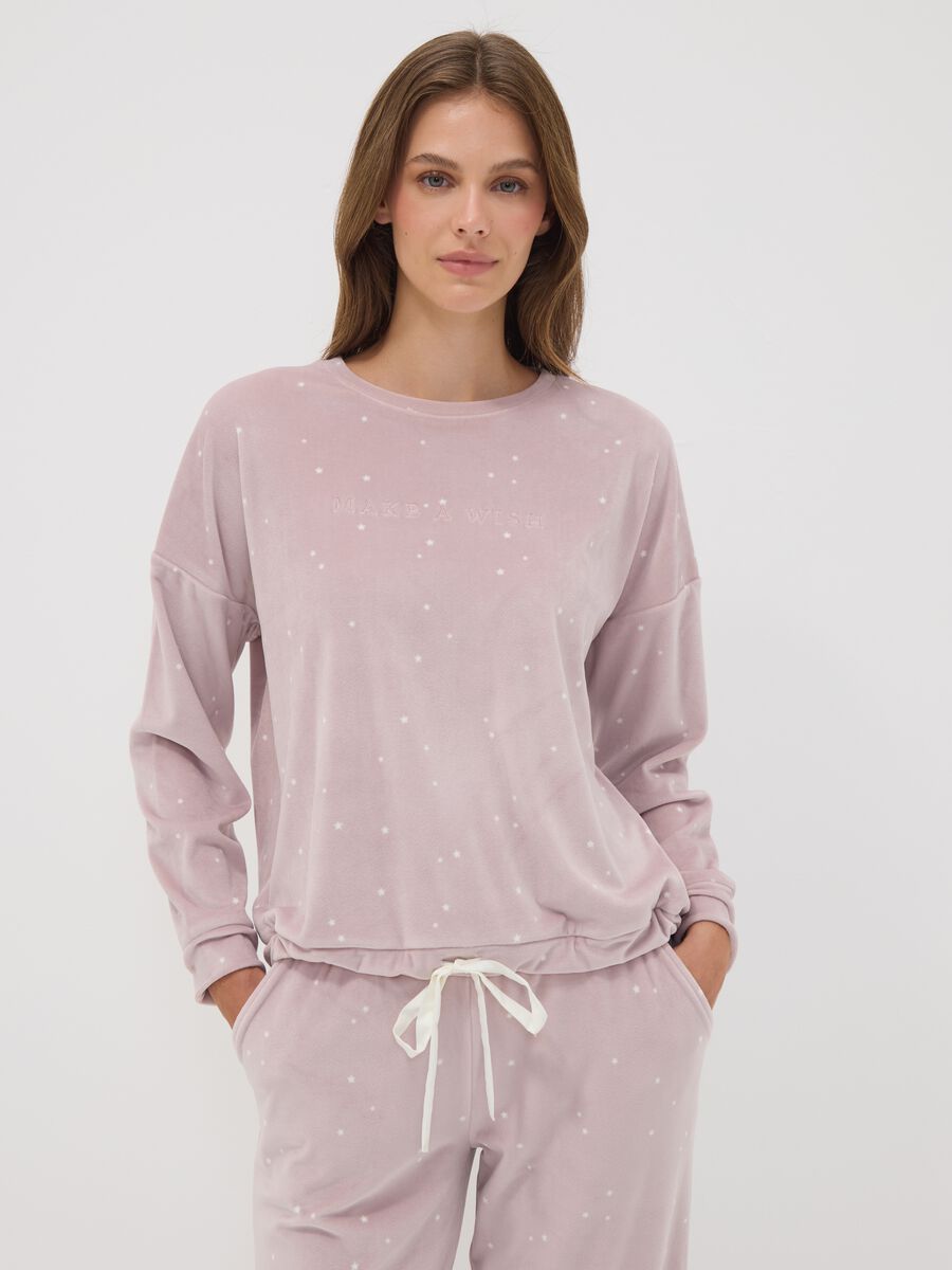 Purple stretch jersey pyjama sweatshirt with star print_2