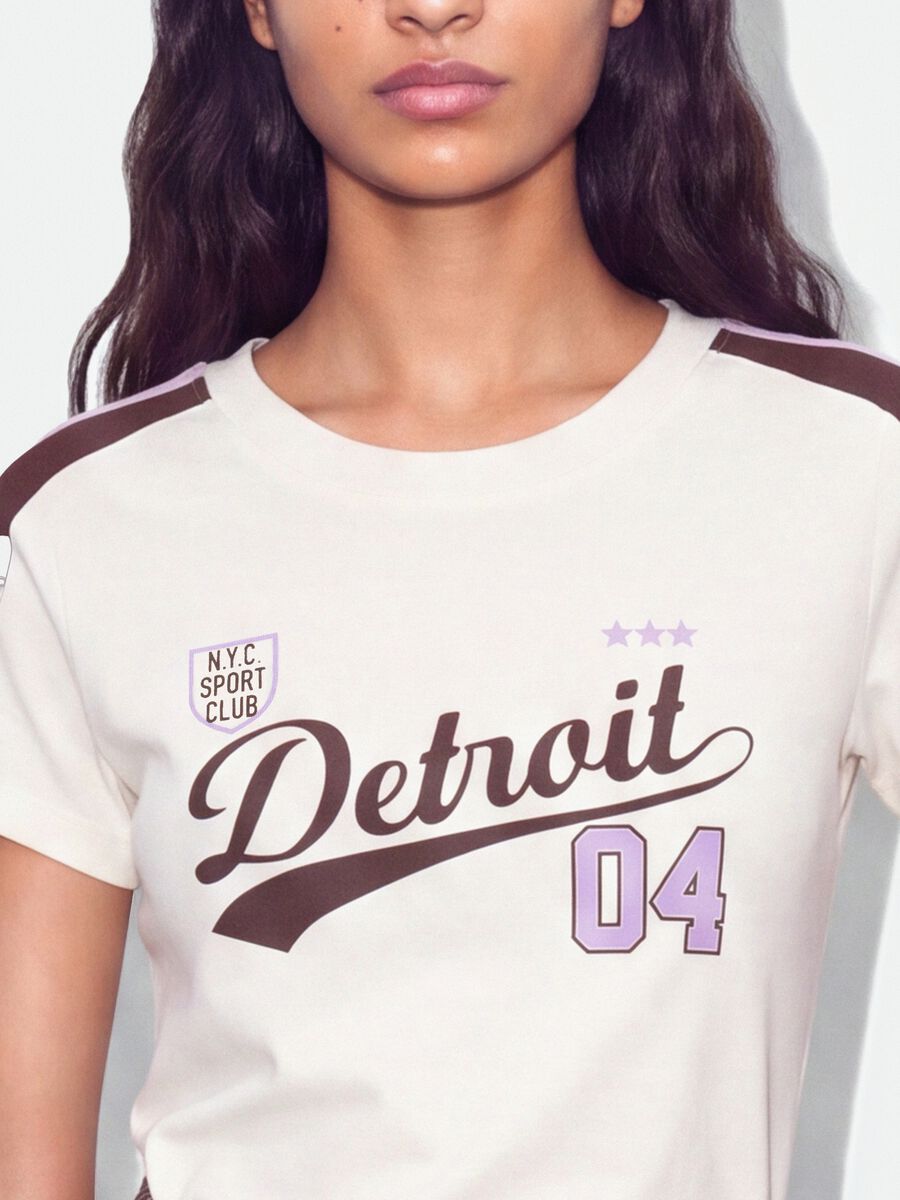 White pure cotton crew-neck T-shirt with Detroit print_3