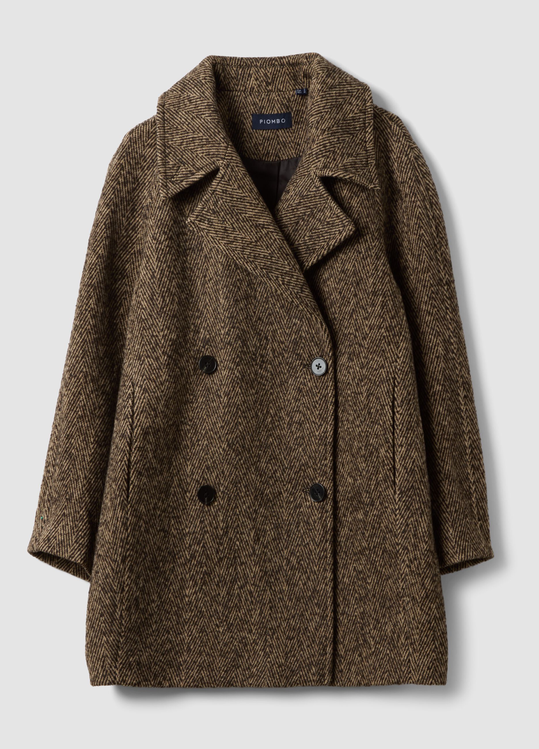Cappotto marrone e beige in misto lana e viscosa
