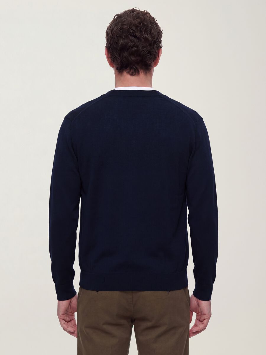 Blue viscose-blend V-neck cardigan, regular fit_2