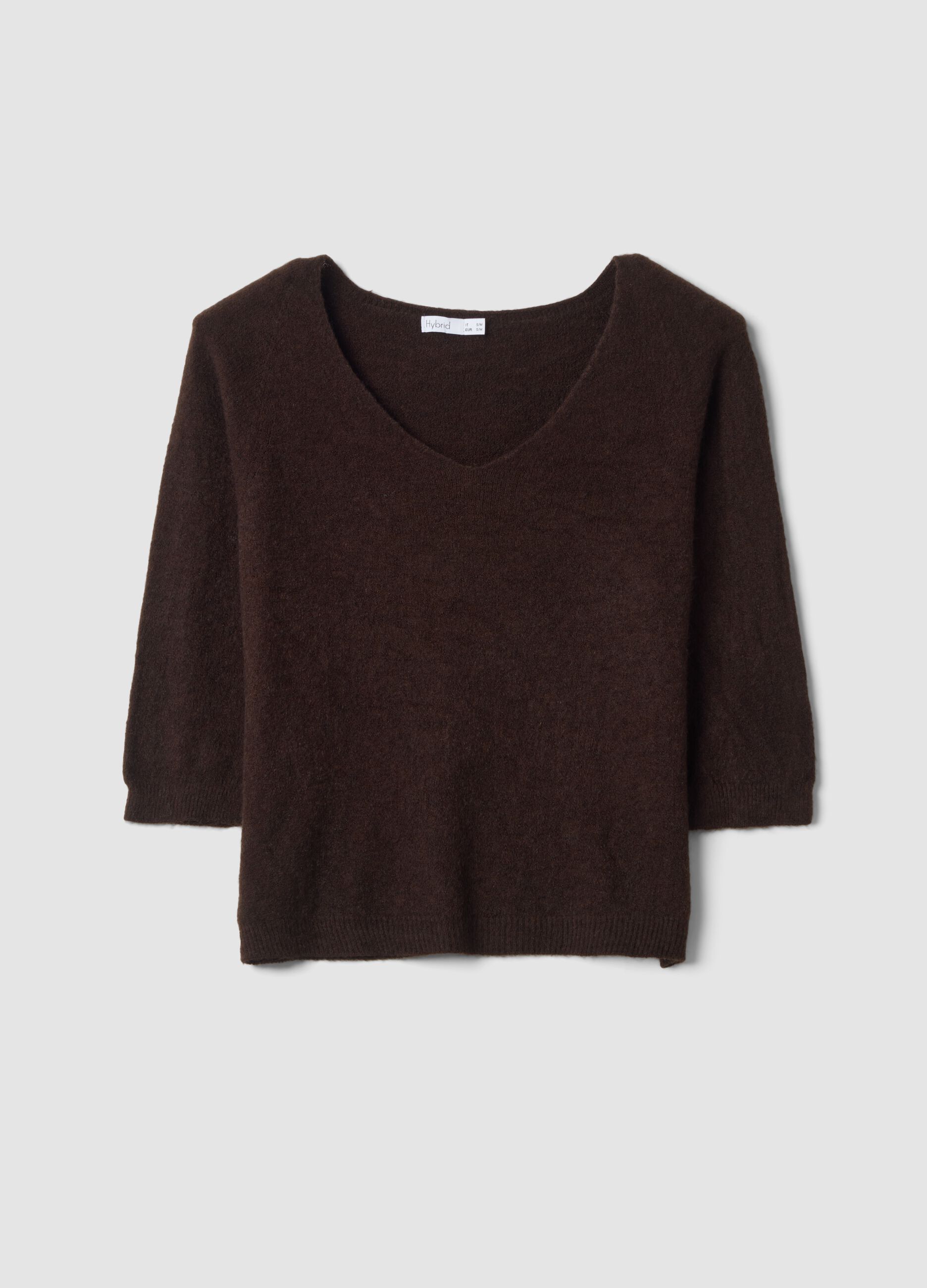 Brown V-neck jumper, regular fit