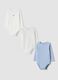 3-pack of blue and white organic cotton babygrows with crew neck_0