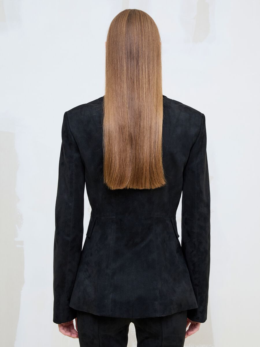 Black Faux Suede Blazer_2