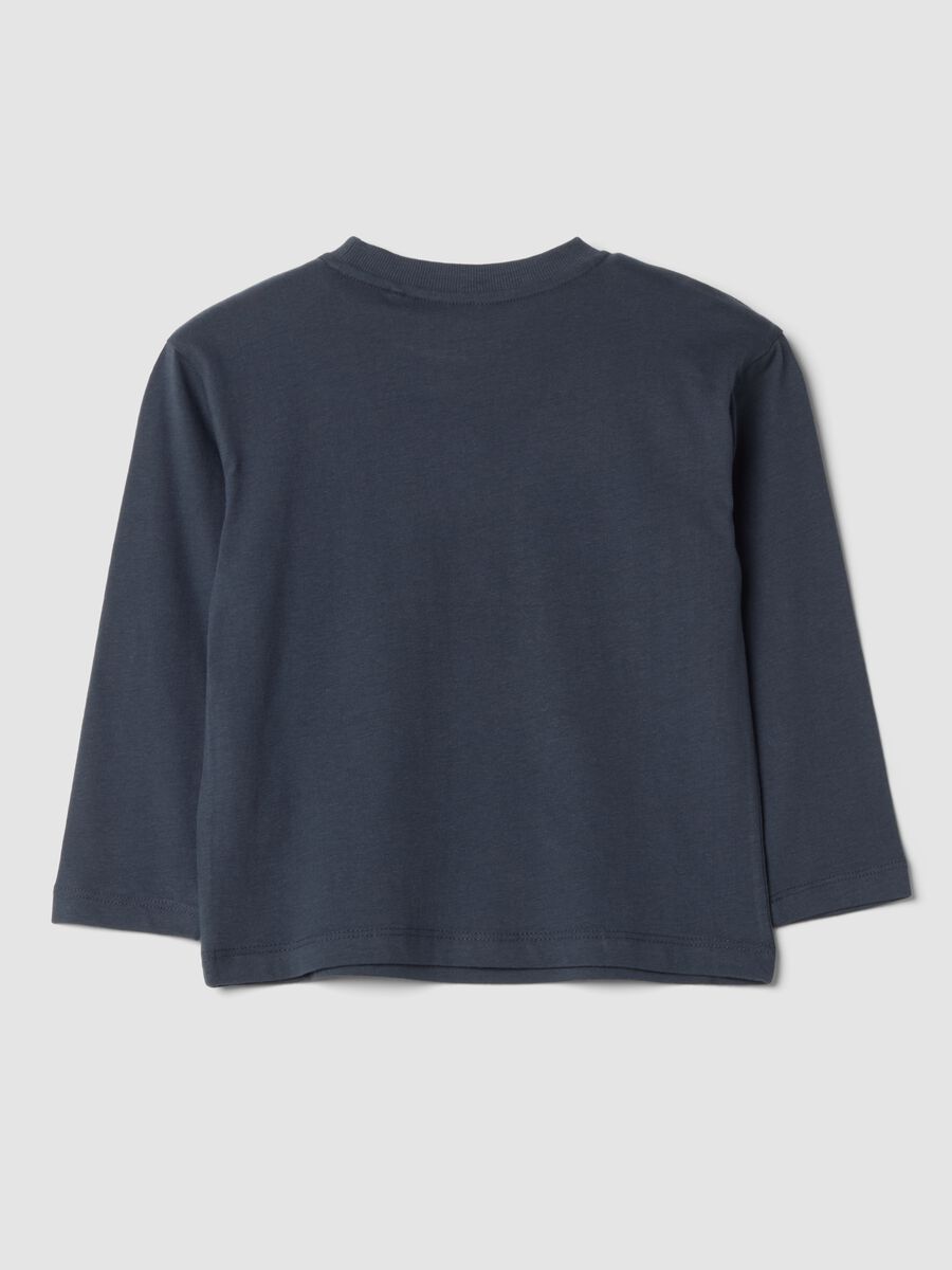 Grey crew-neck T-shirt in 100% organic cotton with dinosaur print_1