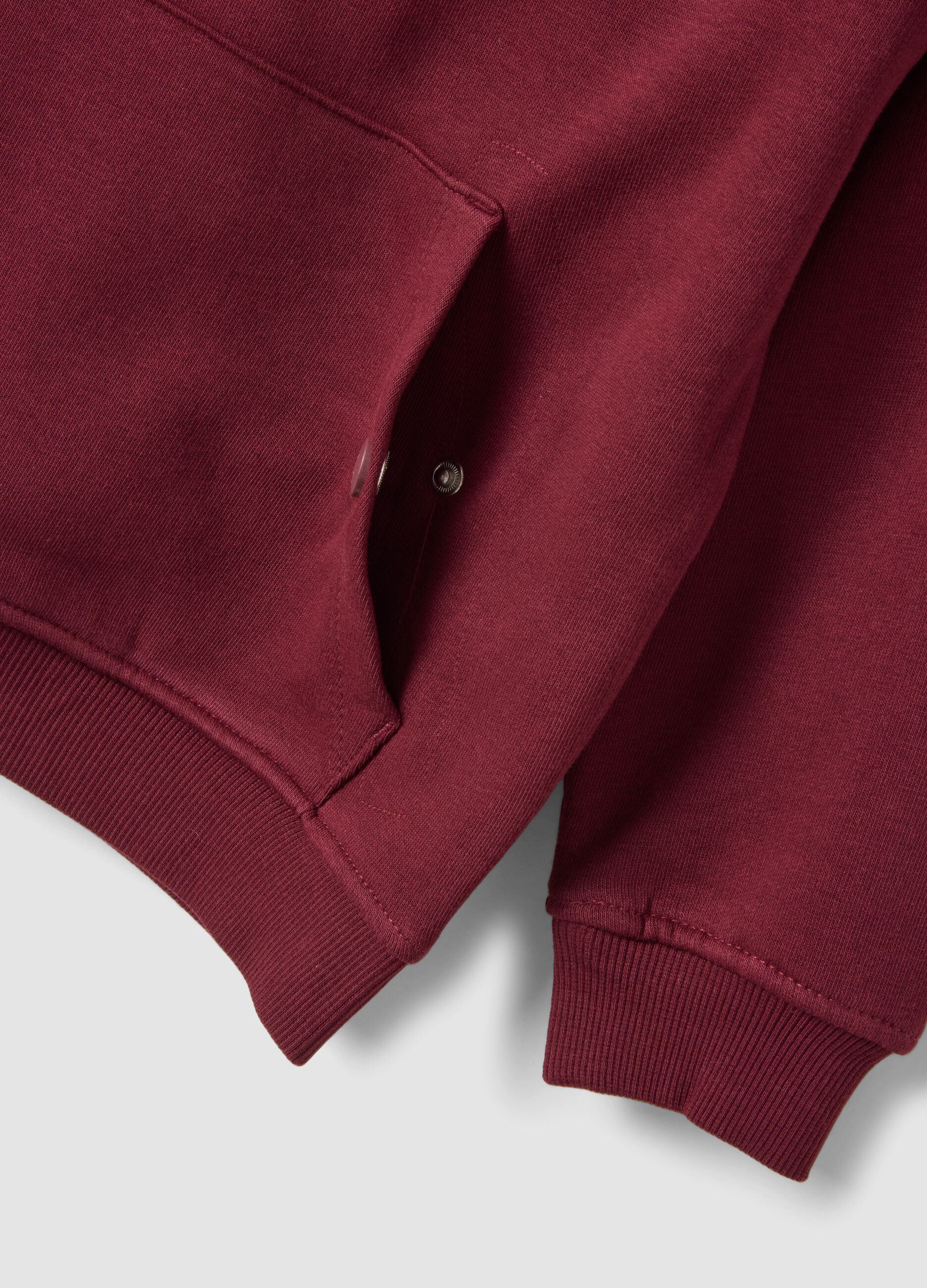 Purple cotton-blend hoodie with crew neck