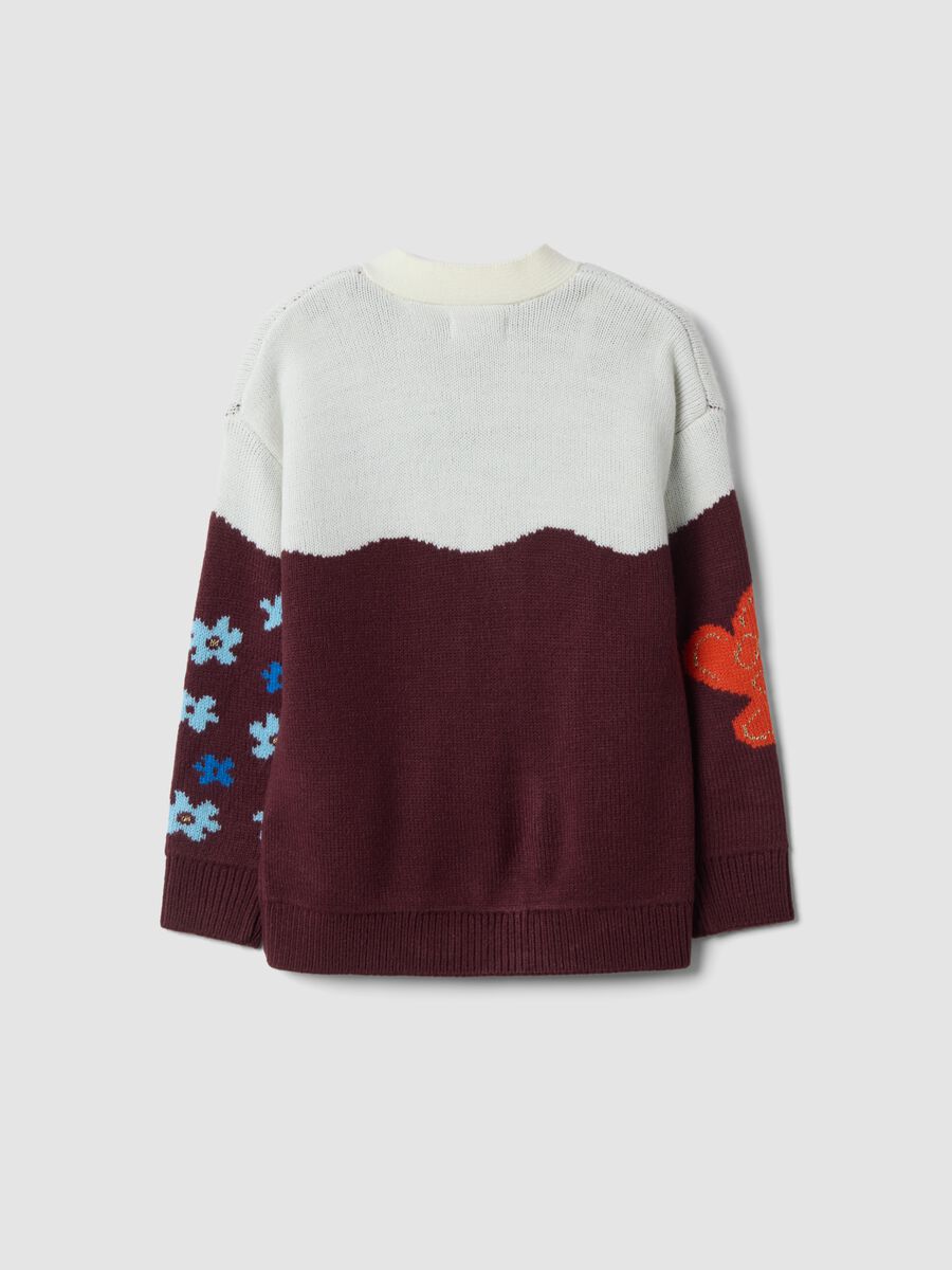 Multicolour knitted cardigan with deep V-neck_5