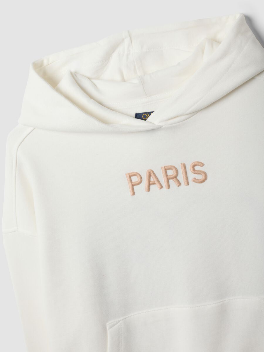 White 100% cotton oversized hoodie with &ldquo;Paris&rdquo; print_2