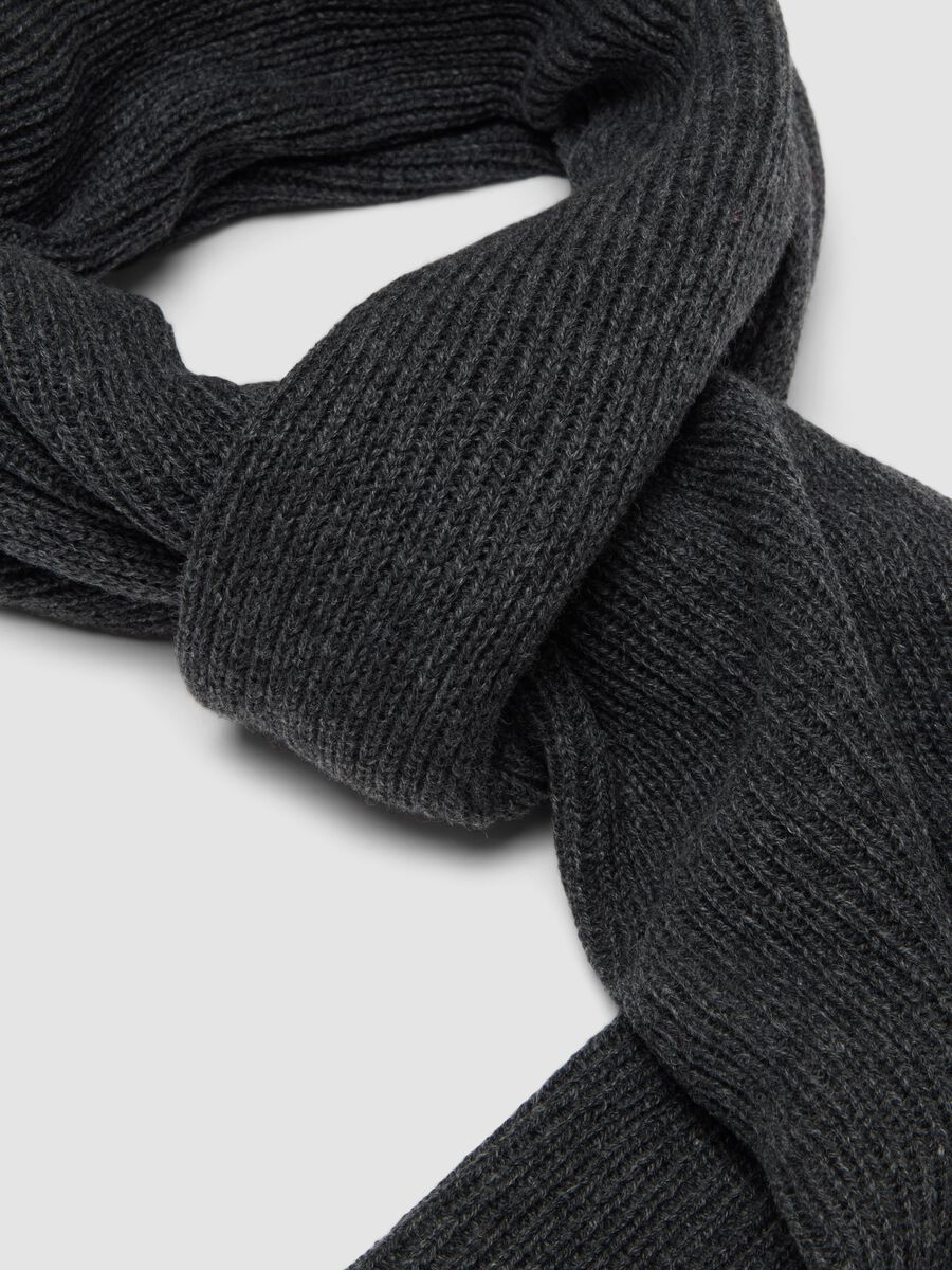 Grey ribbed pure cashmere scarf_2