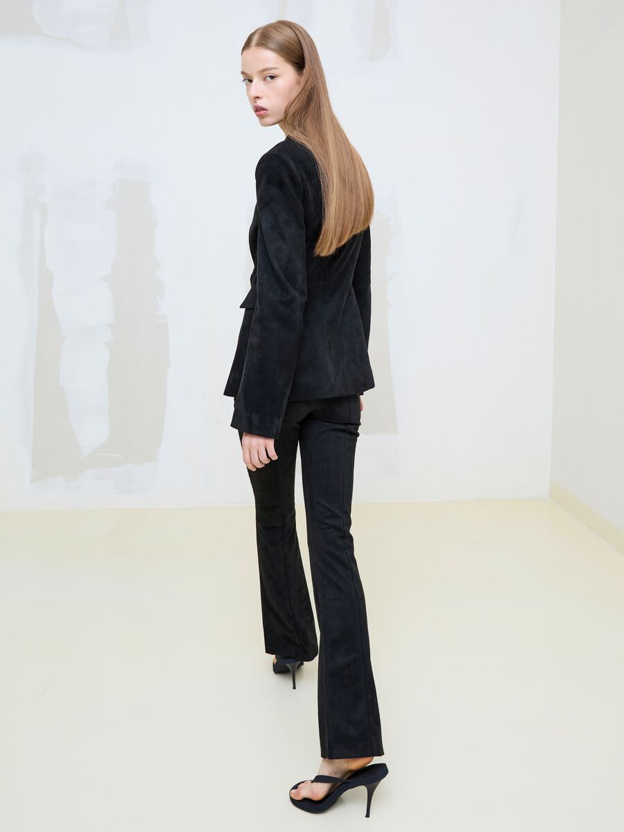 Faux Suede Formal Slim-Fit Trousers_0