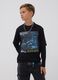 Black pure cotton crew-neck T-shirt with print_1