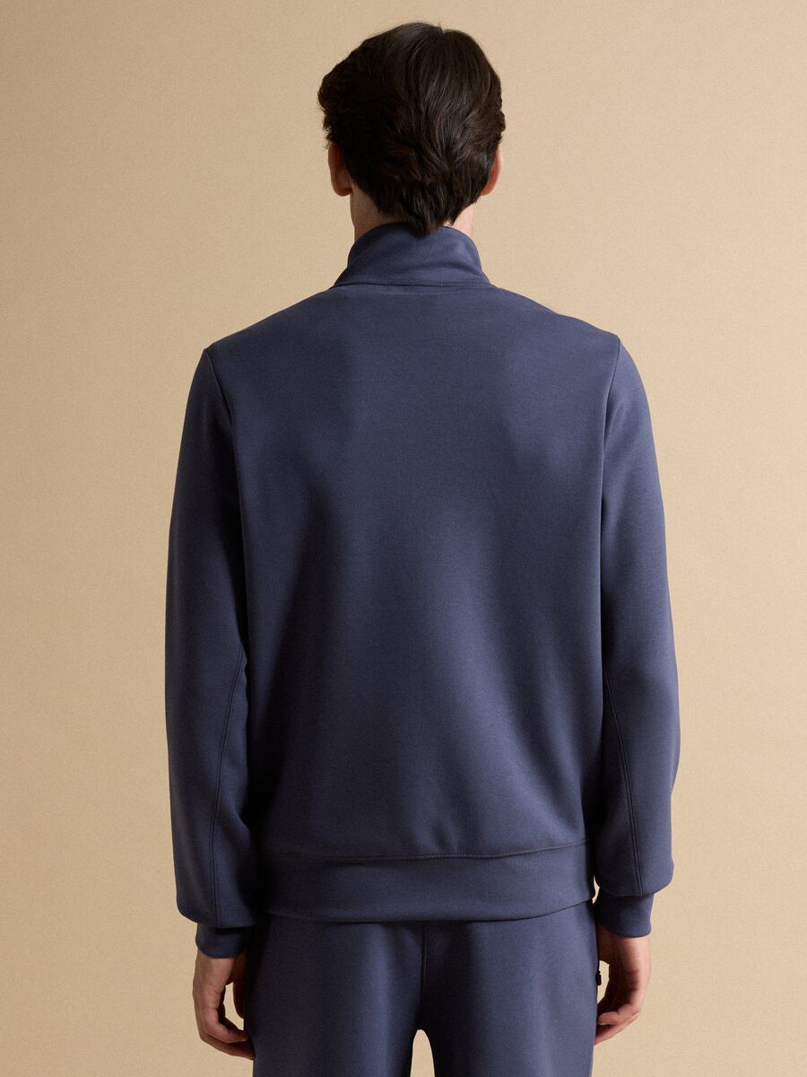 Blue full-zip jacket with stretch Easy Dry fabric collar, regular fit_3