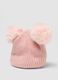 Pink ribbed wool-blend hat with two pom-poms_2