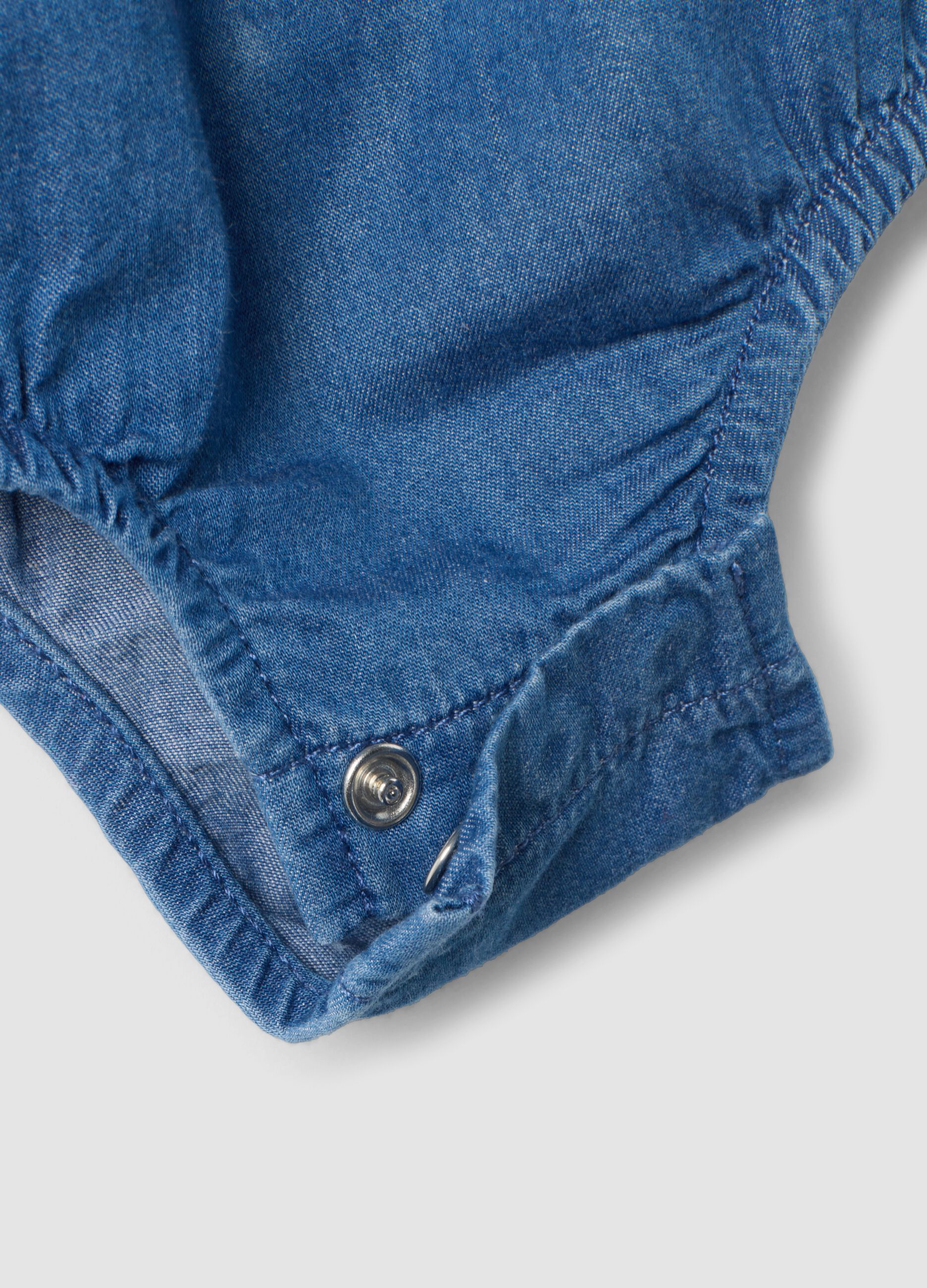 Body blu in puro cotone con girocollo