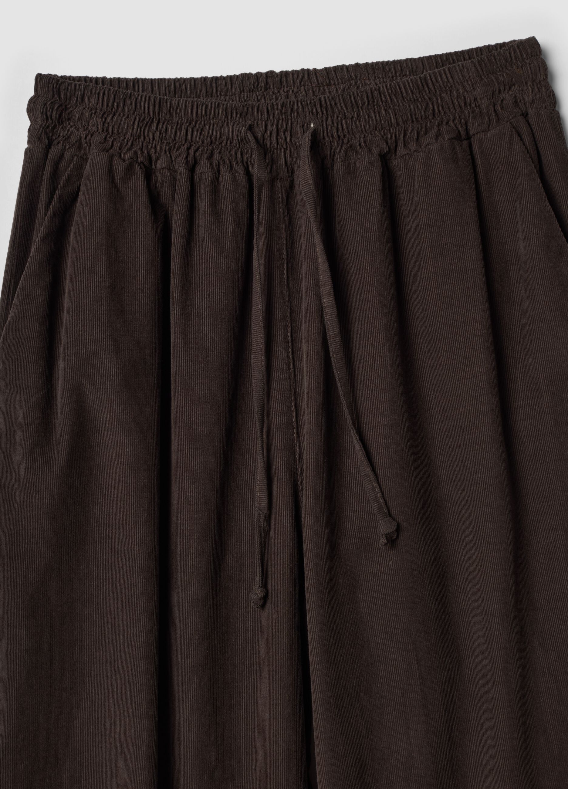 Dark brown pure cotton regular-fit trousers