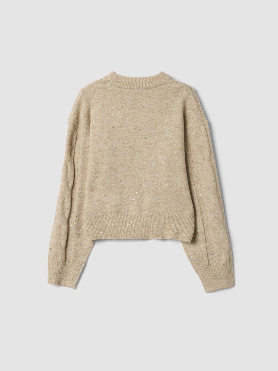Beige marl stretch crew-neck jumper, regular fit_2