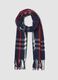 Navy checked scarf with fringes_0